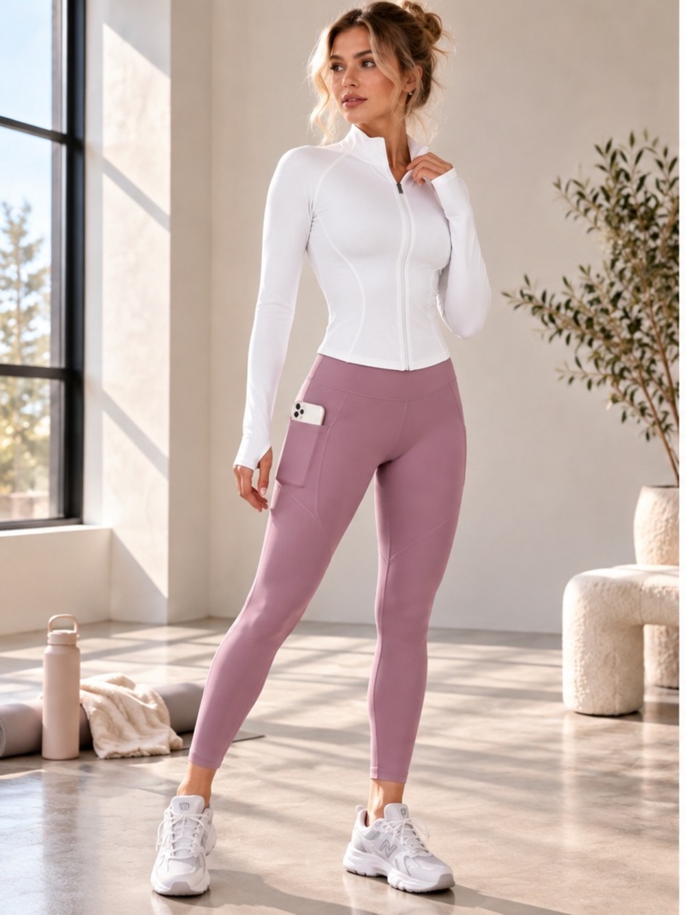 White & Mauve Activewear Set
